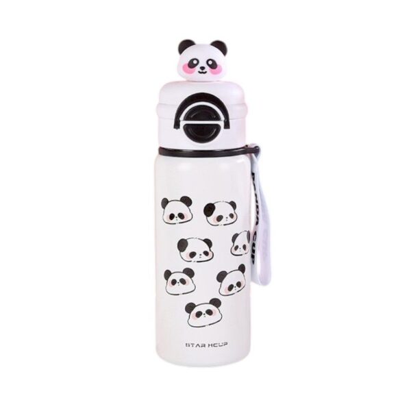 Παιδικό παγούρι-θερμός Panda με καλαμάκι - 500ml - 722344 - White - GoodFlix