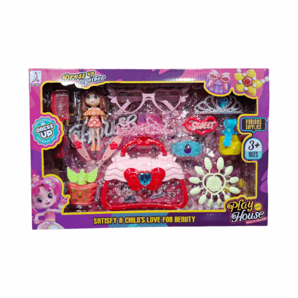 Σετ τσαντάκι με αξεσουάρ ομορφιάς & κούκλα mini - 633-14 - 215300 - GoodFlix