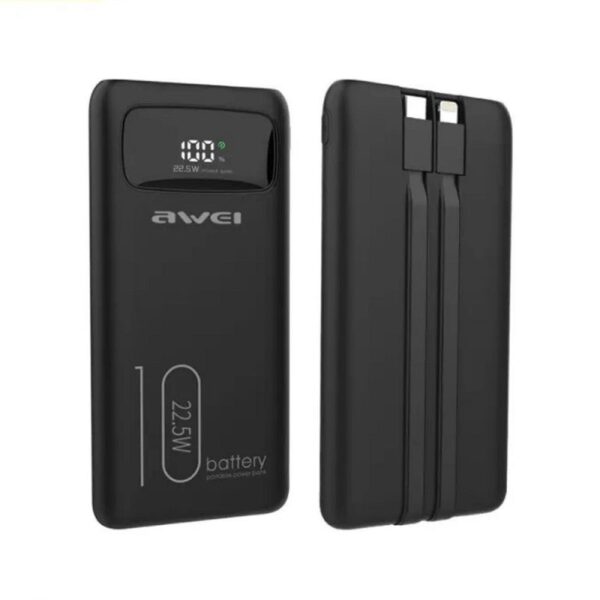 Powerbank - 10.000mah -  P168K - 22.5W - AWEI - 002448 - Black - GoodFlix