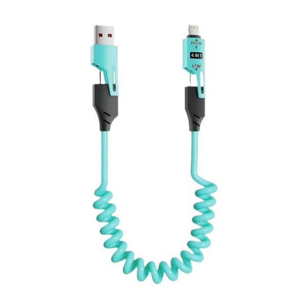 Καλώδιο φόρτισης & data σπιράλ - 4in1 - Fast Charge - X204 - 27-65W - 102048 - Blue - GoodFlix