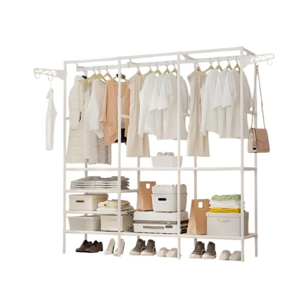 Κρεμάστρα δαπέδου με ράφια 3 στηλών - YH6602-3 - 114333 - White - GoodFlix