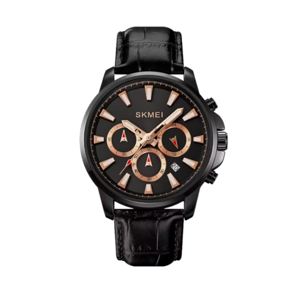 Aναλογικό ρολόι χειρός – Skmei - 2071 - Black-Gold/Leather Black - GoodFlix