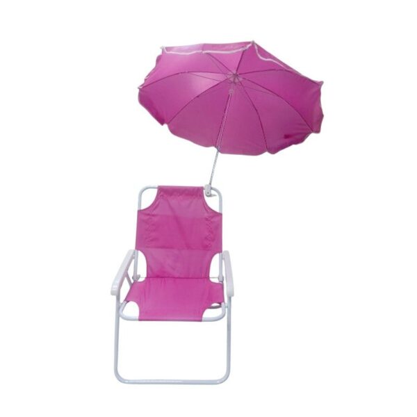 Παιδική πτυσσόμενη καρέκλα camping με ομπρέλα - 1047 - 241712 - Pink - GoodFlix