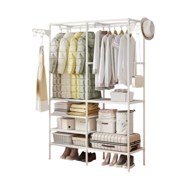 Κρεμάστρα δαπέδου με ράφια 2 στηλών - YH6602-2 - 114043 - White - GoodFlix