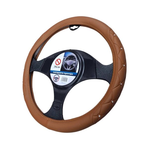 Κάλυμμα τιμονιού αυτοκινήτου - SMZ-1 - 123015 - Light Brown - GoodFlix