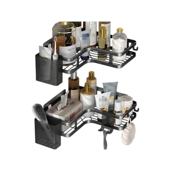 Σετ επιτοίχια γωνιακά ράφια μπάνιου - 5pcs - 2152-1 - 170134 - Black - GoodFlix