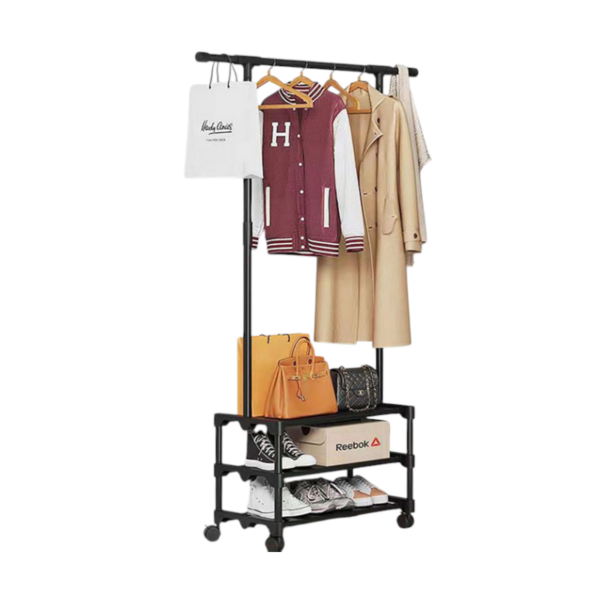 Τροχήλατη κρεμάστρα δαπέδου με ράφια παπουτσιών - 8603 - 522237 - GoodFlix