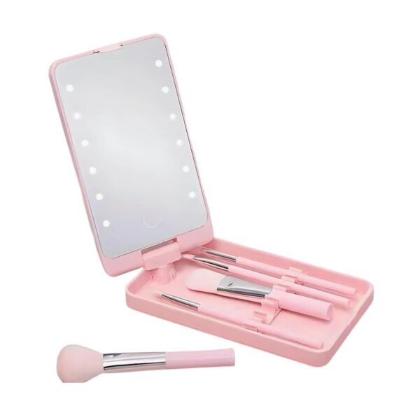 Καθρέπτης μακιγιάζ LED κασετίνα με σετ πινέλων - XR-6601 - 566016 - Pink - GoodFlix