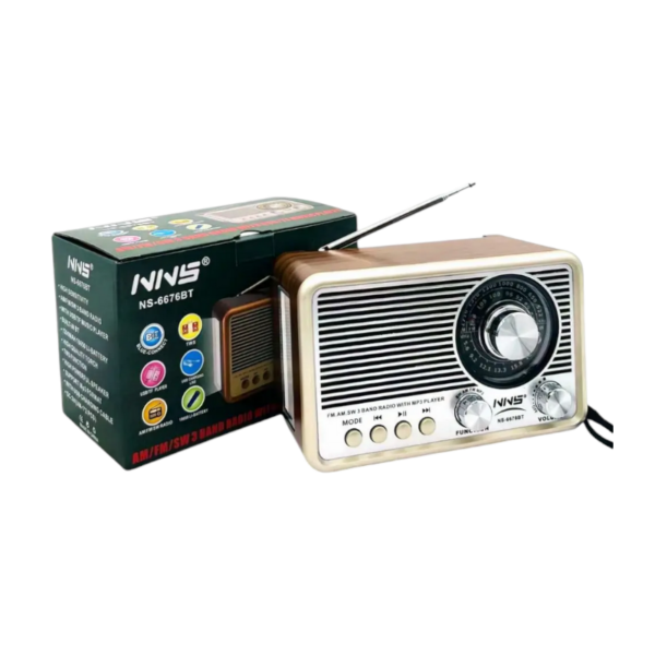 Επαναφορτιζόμενο ραδιόφωνο Retro - NS-6676BT - 566765 - Silver - GoodFlix