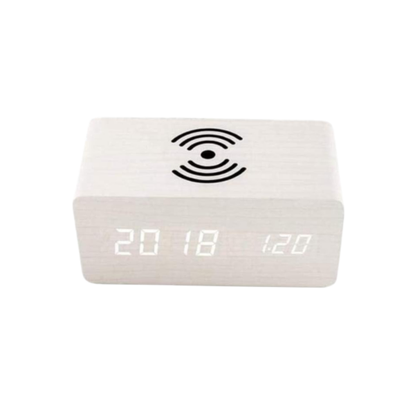 Ψηφιακό ρολόι - Ξυπνητήρι με βάση ασύρματης φόρτισης smartphone - ET025-MINI - 909467 - White - GoodFlix