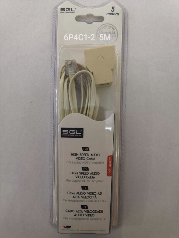 Καλώδιο γραμμής τηλεφώνου με διακλαδωτή - 6P4C1-2 - 5m - 674896 - GoodFlix