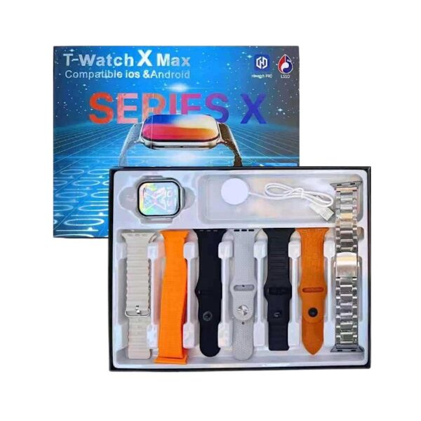Σετ Smartwatch με 7 λουράκια - T-Watch X Max - 814178 - Grey - GoodFlix