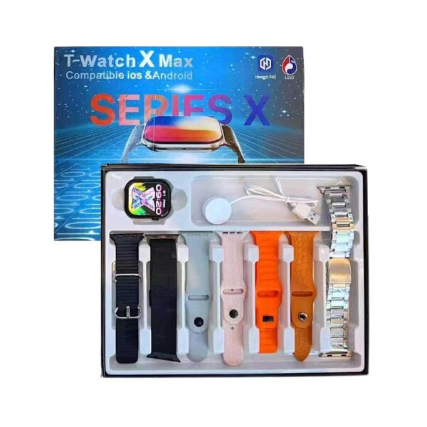 Σετ Smartwatch με 7 λουράκια - T-Watch X Max - 814178 - Black - GoodFlix