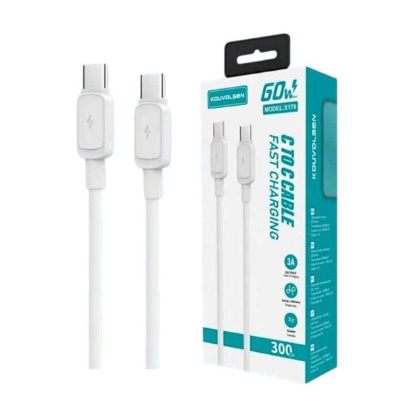 Καλώδιο φόρτισης & data - USB Type-C σε Type-C - Fast Charge - X176 - 3m - 60W - 901767 - GoodFlix